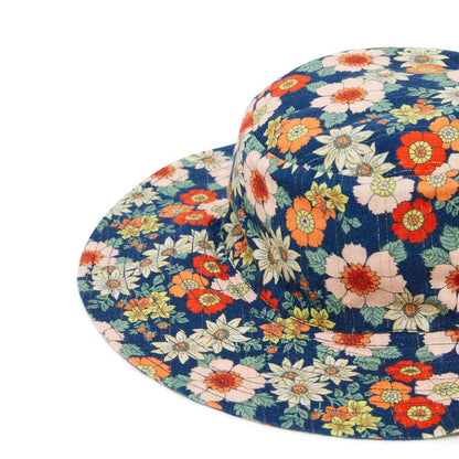 女童蓝色碎花帽子