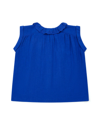 女童蓝色棉上衣