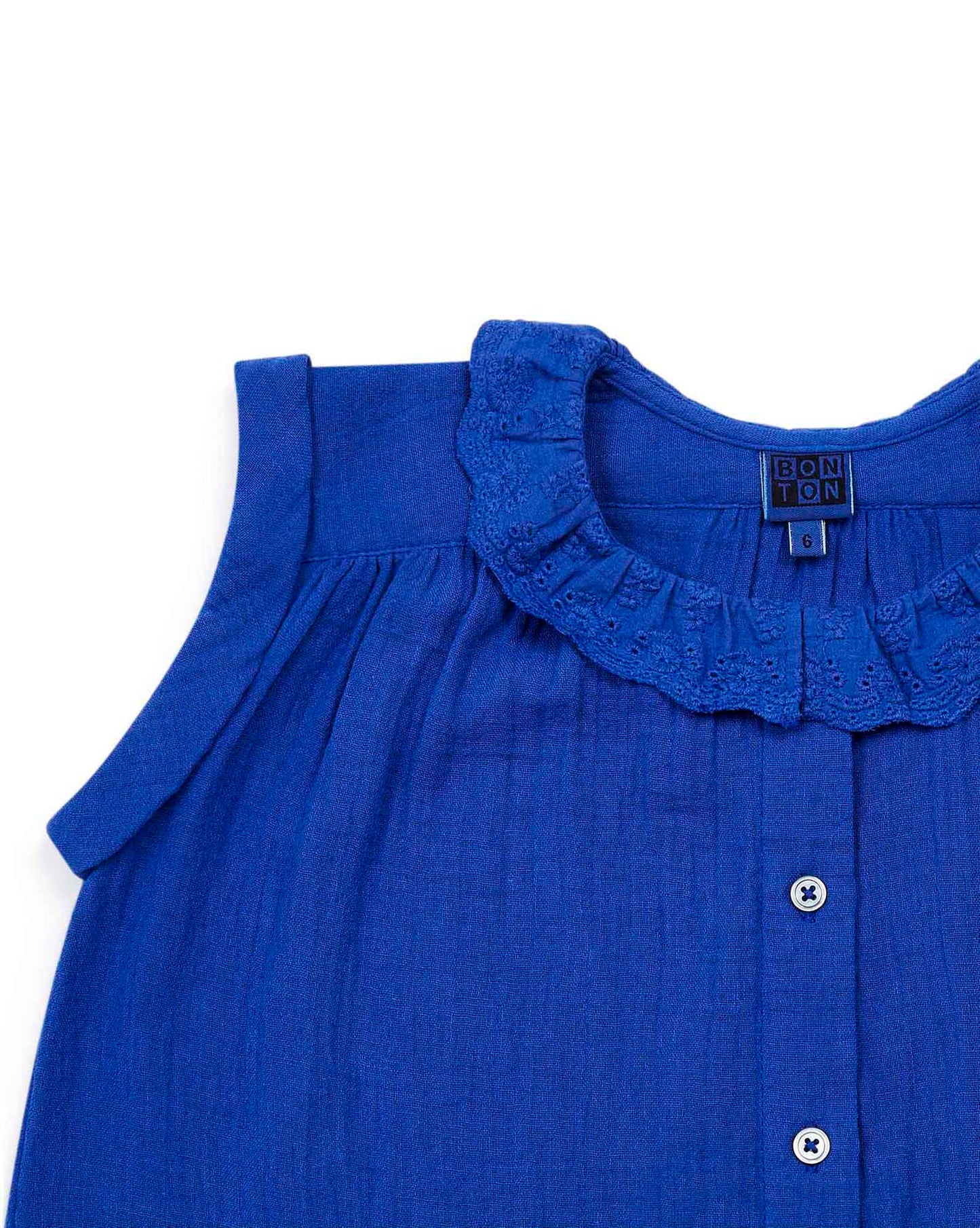 女童蓝色棉上衣