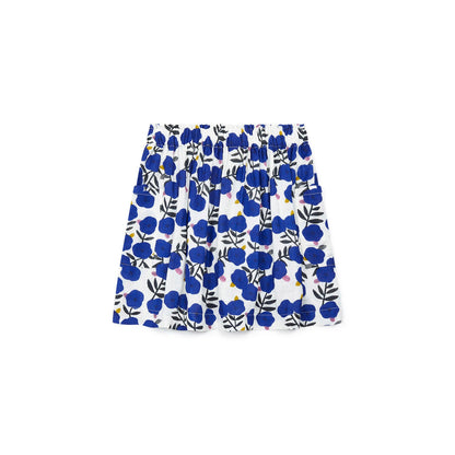 女童蓝色印花棉短裙