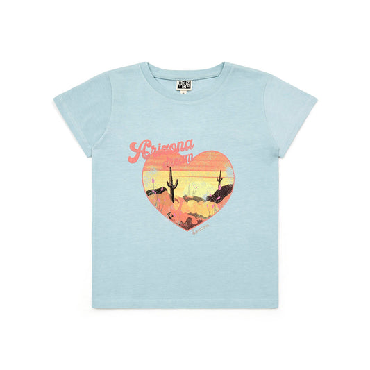 女童浅蓝色印花棉T恤