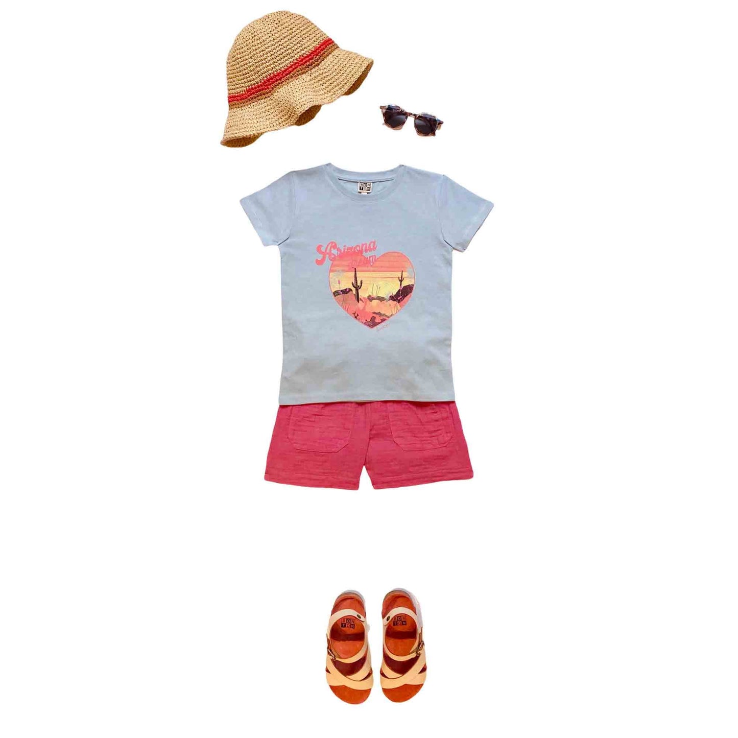 女童浅蓝色印花棉T恤