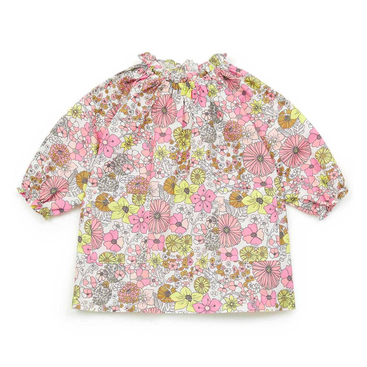 女婴粉色碎花棉连衣裙