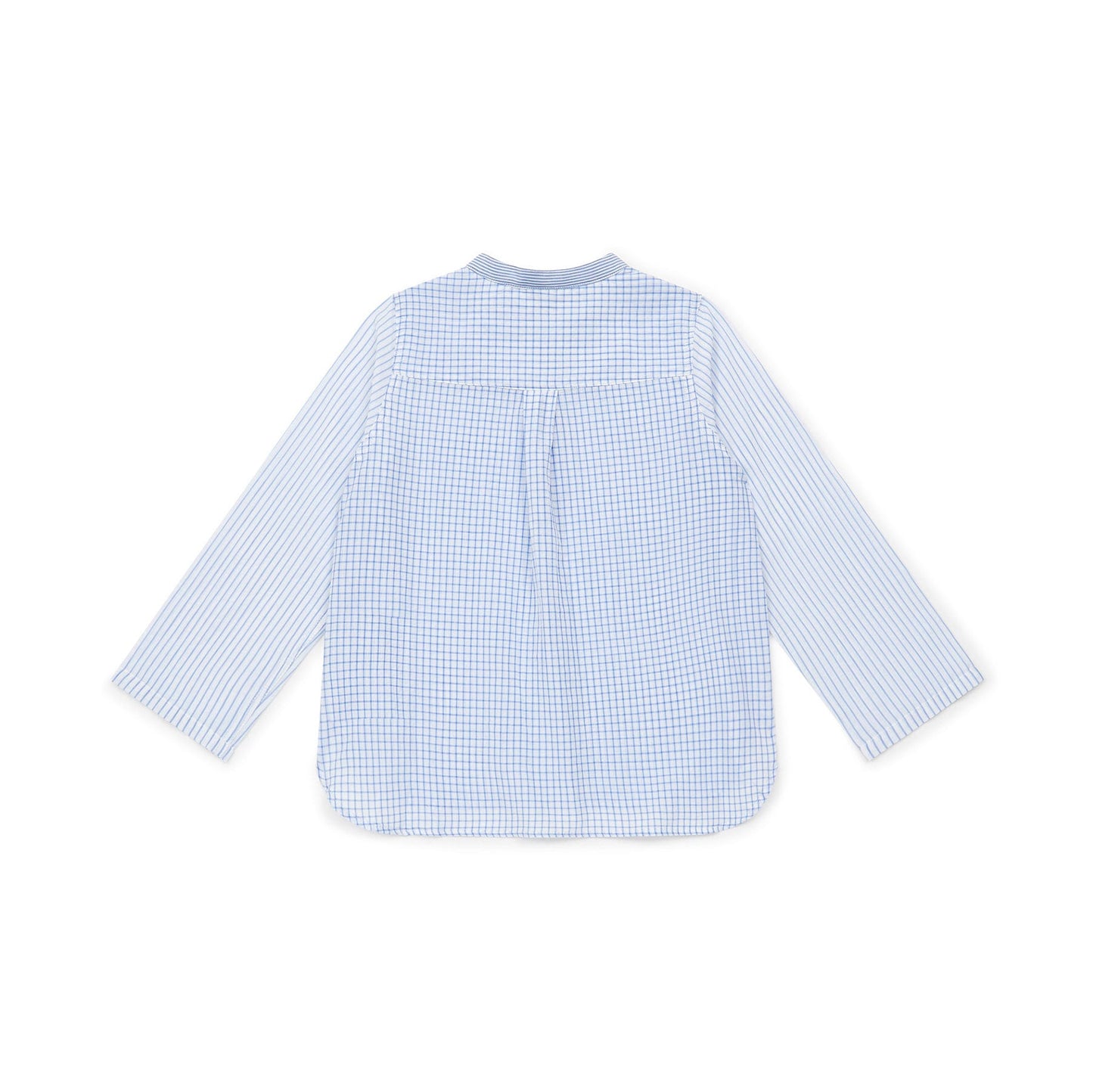 男童蓝色格子棉衬衫