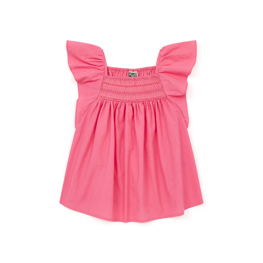 女童亮粉色棉上衣