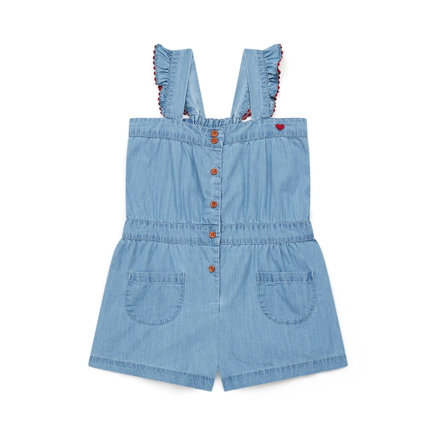 女童蓝色牛仔连体裤