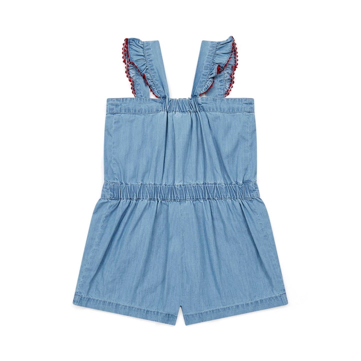 女童蓝色牛仔连体裤