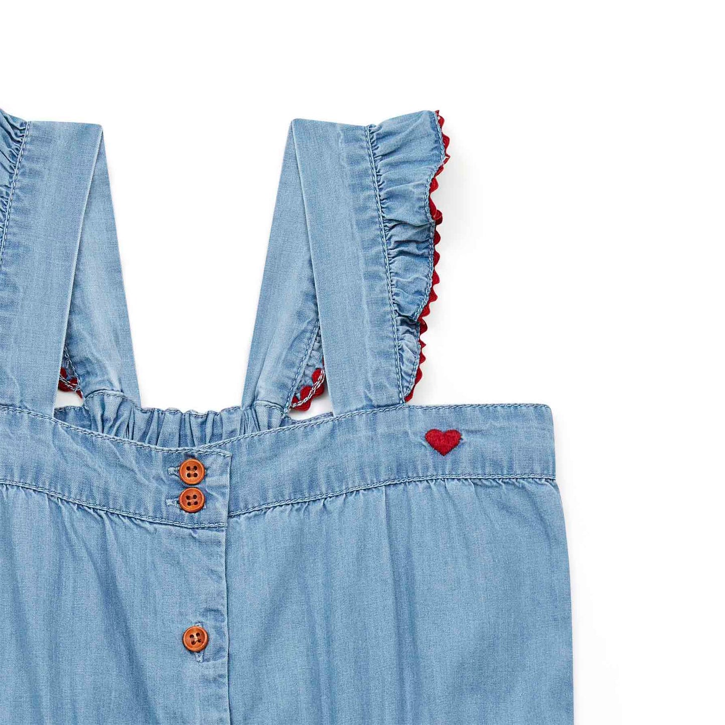 女童蓝色牛仔连体裤