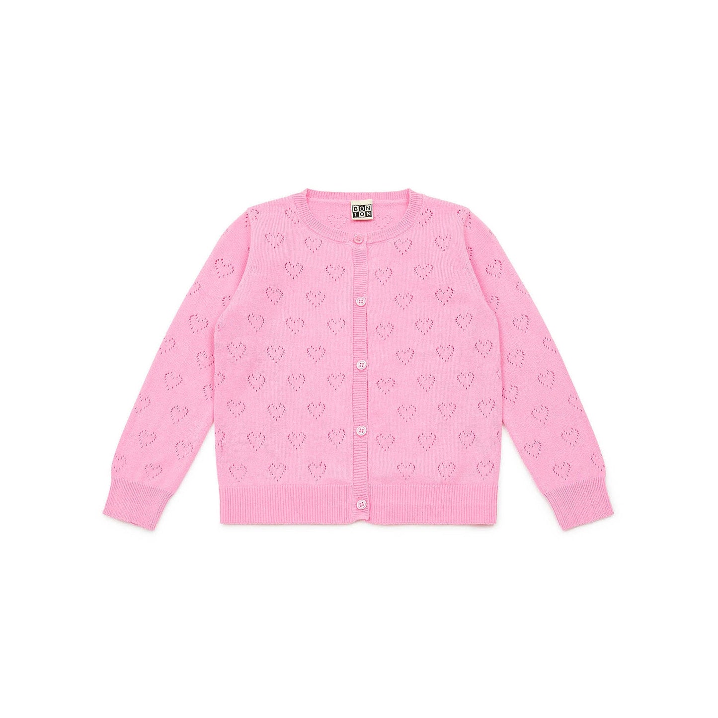 女童亮粉色棉开衫