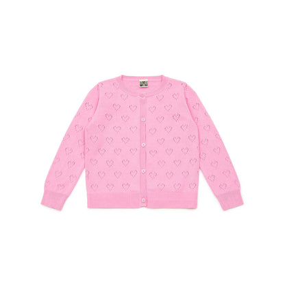 女童亮粉色棉开衫