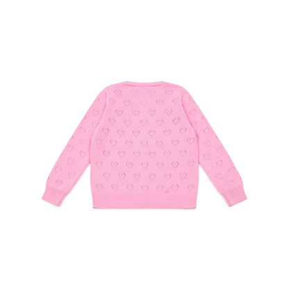 女童亮粉色棉开衫