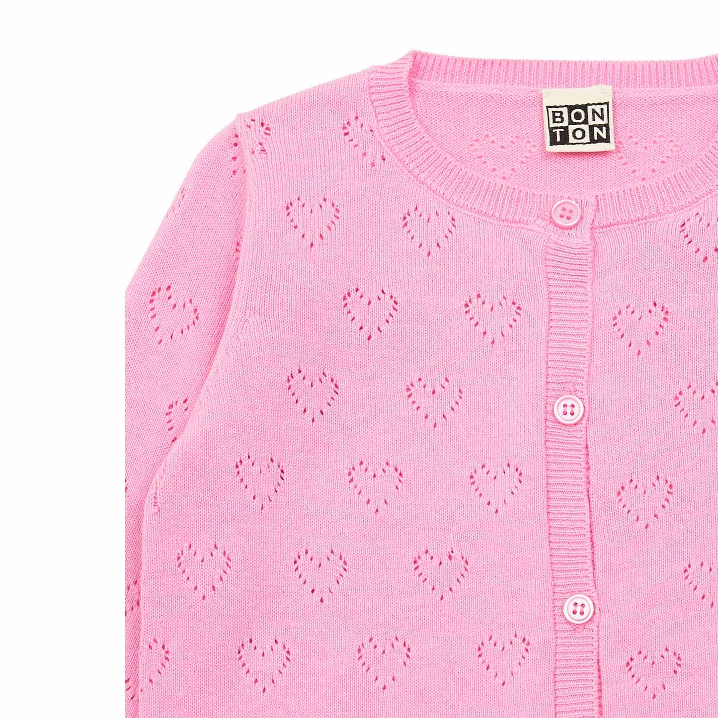 女童亮粉色棉开衫