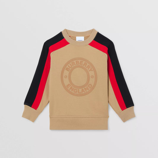 儿童米色Logo棉卫衣