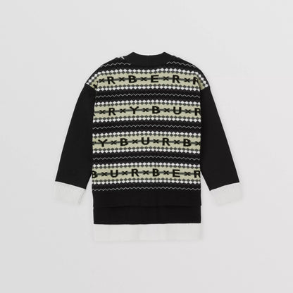 女童白色Logo羊毛开衫