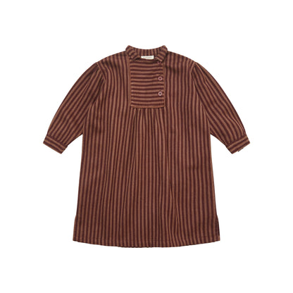 女童紫红色条纹棉连衣裙