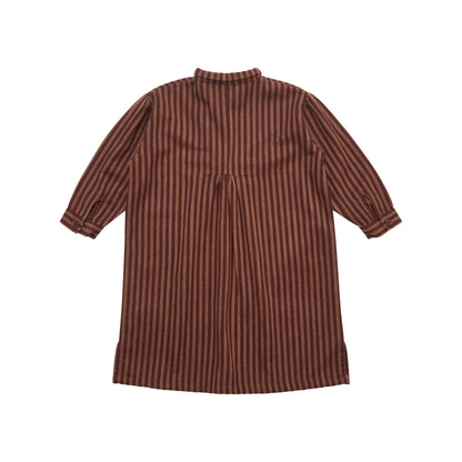 女童紫红色条纹棉连衣裙