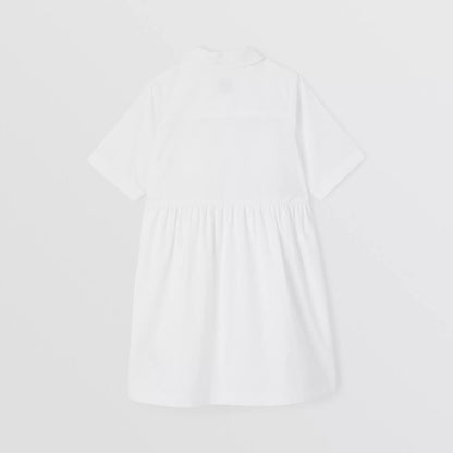 女童白色Logo棉连衣裙
