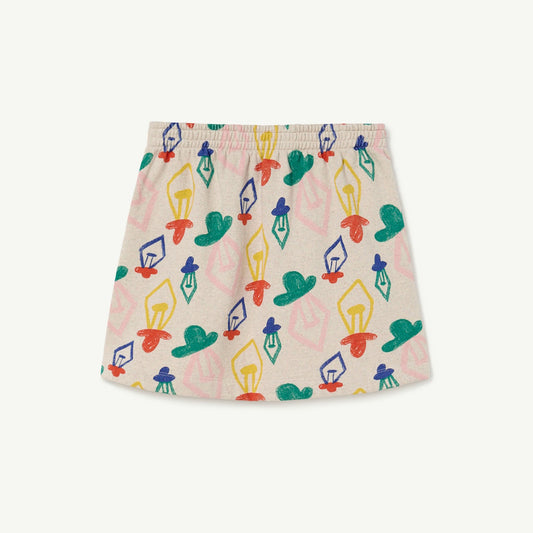 女童浅灰色印花棉短裙