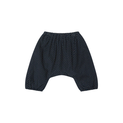 婴儿藏青色圆点棉长裤