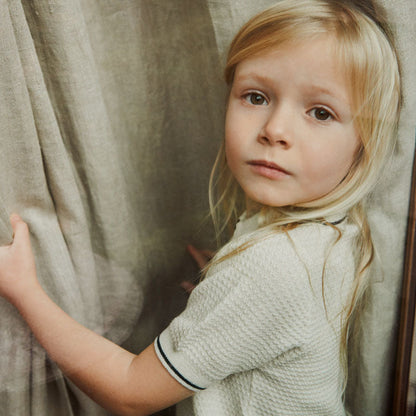 儿童白色羊毛Polo衫