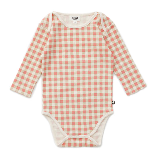 婴儿红色格子棉连体衣