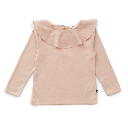 女童粉色荷叶边棉上衣