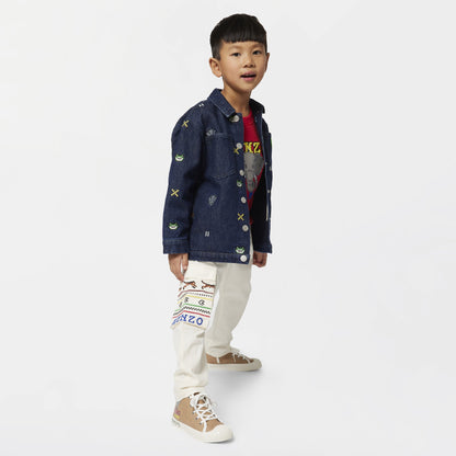 男童黑色刺绣牛仔夹克