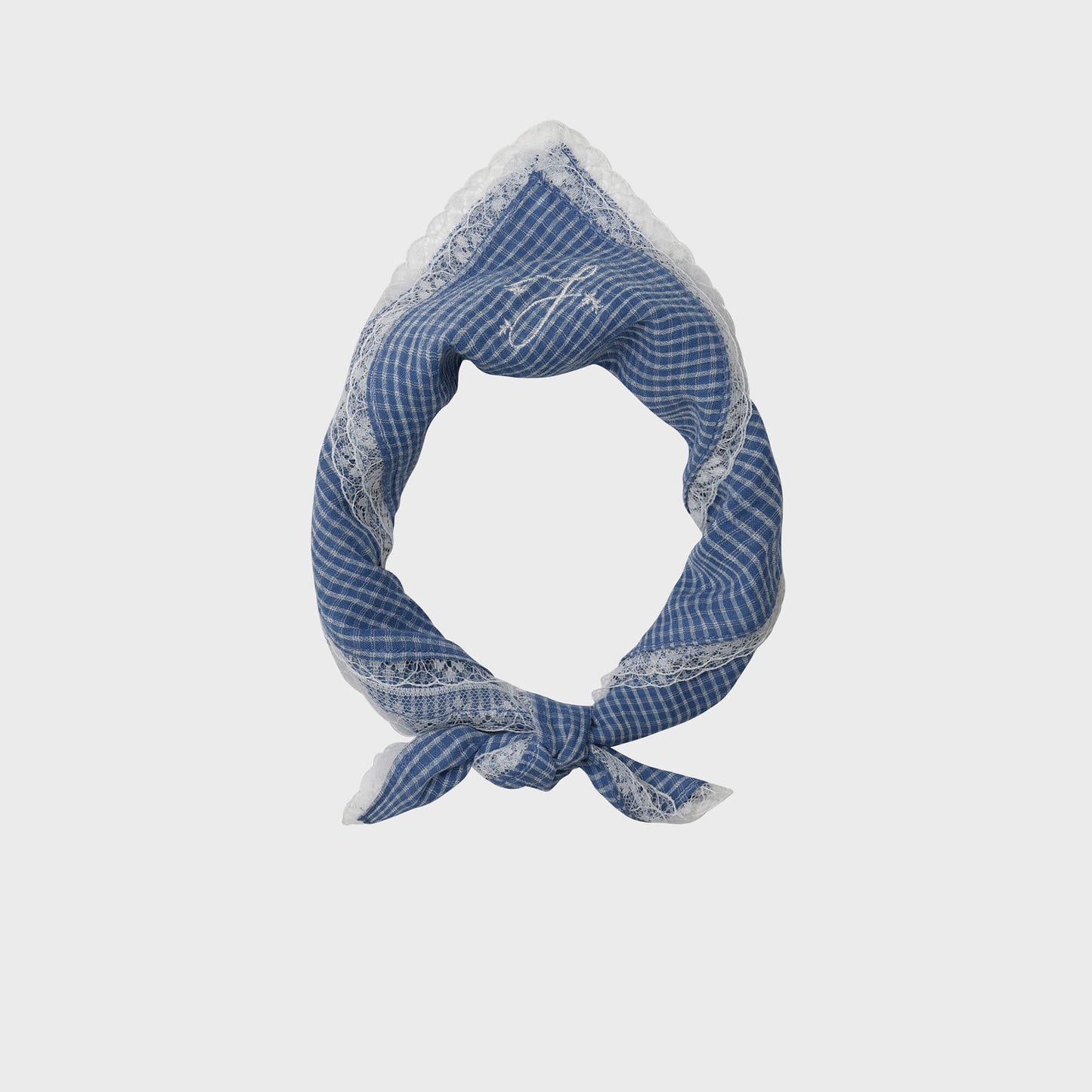 女童蓝色格子围巾