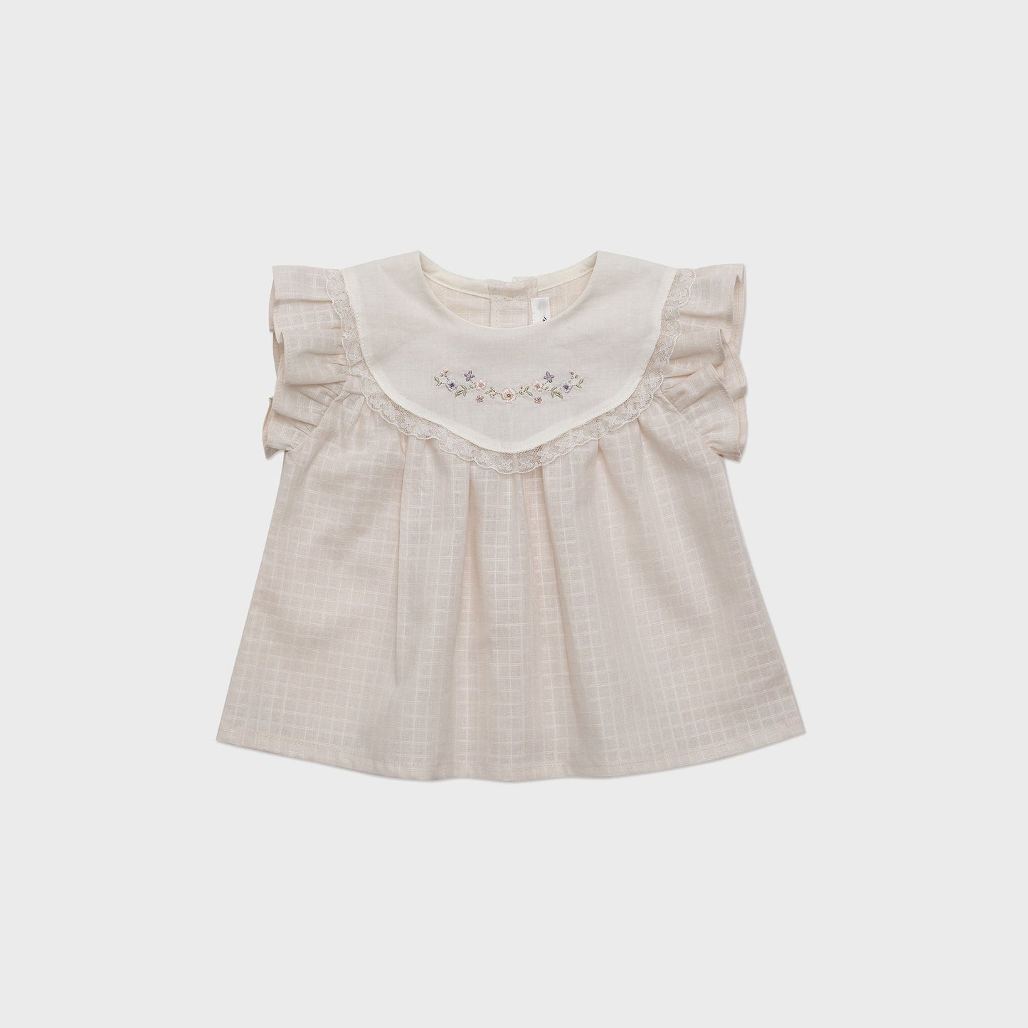 女婴米色刺绣棉上衣