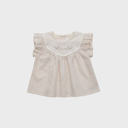女婴米色刺绣棉上衣