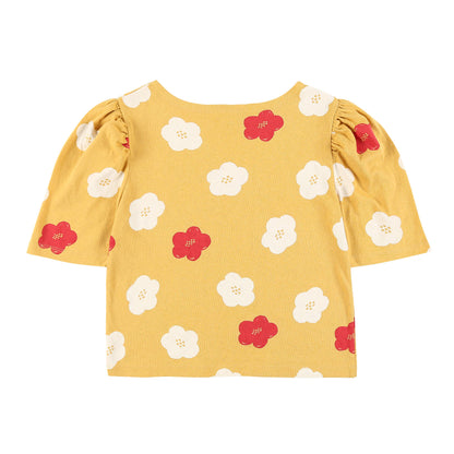 Girls Yellow Flowers Cotton T-Shirt