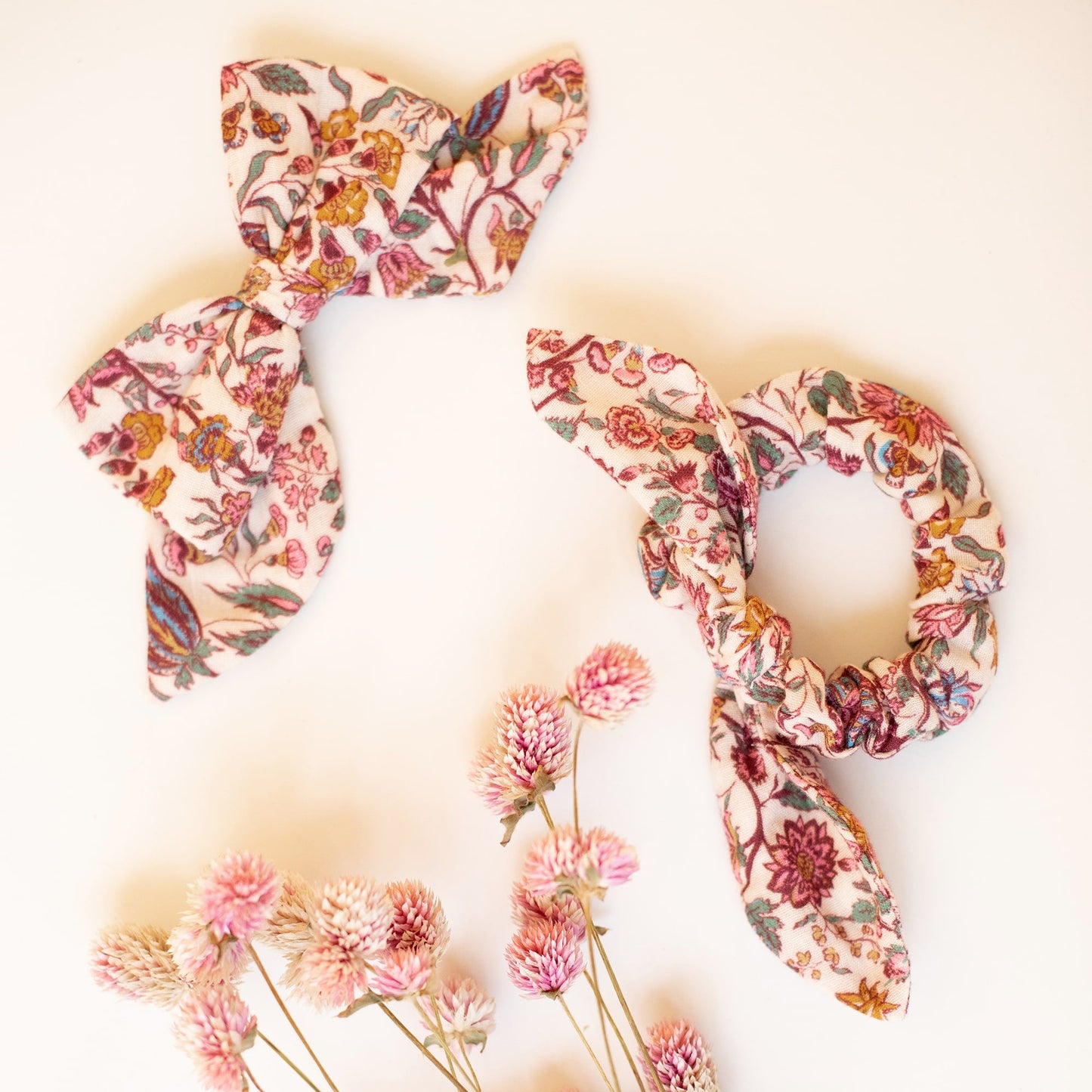 女童奶油白碎花发圈