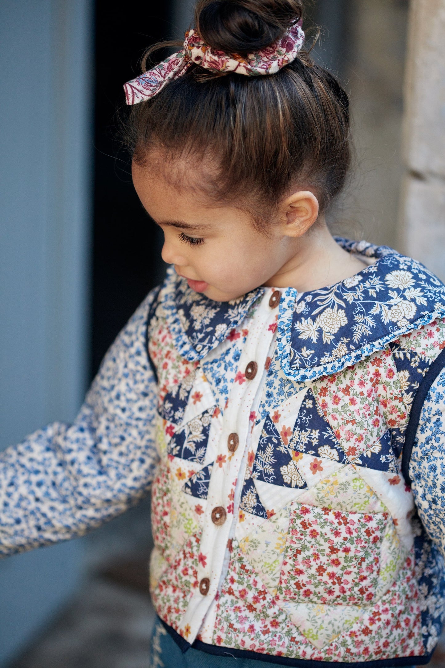 女童奶油白碎花发圈