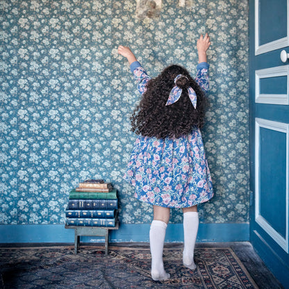 女童蓝色碎花发圈