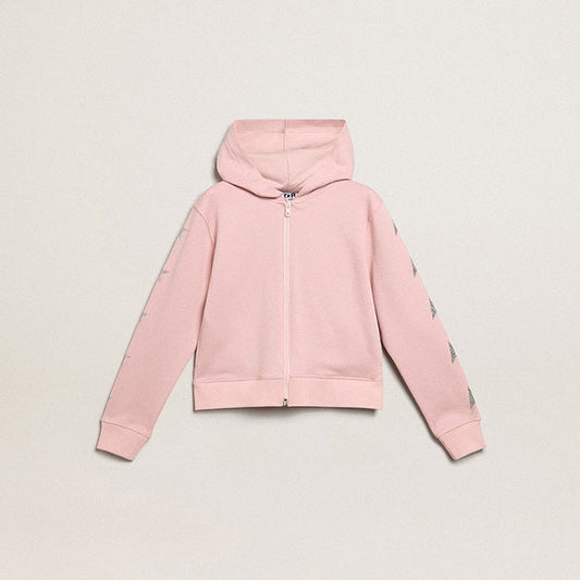 女童粉色拉链上衣