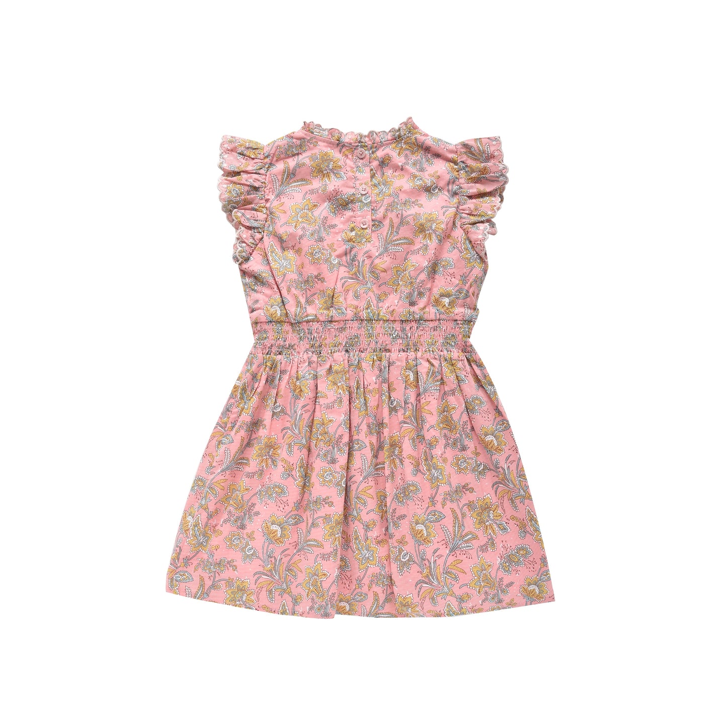 女童粉色碎花棉连衣裙