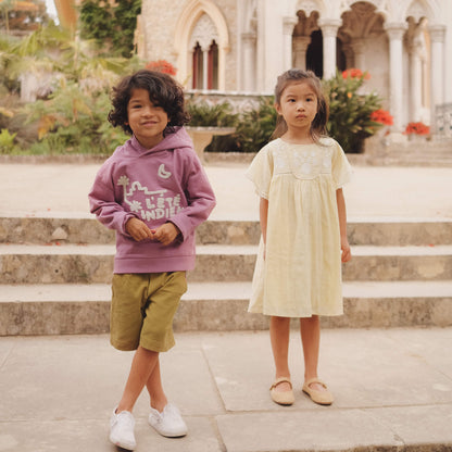 女童黄色刺绣棉连衣裙