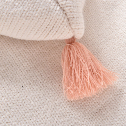 女童白色羊毛针织斗篷