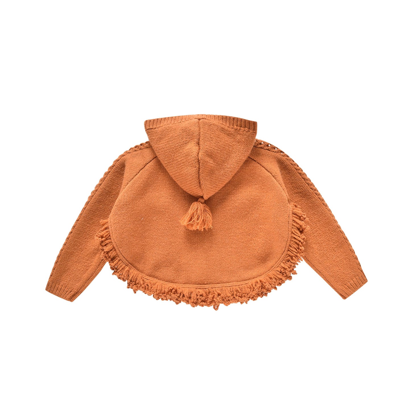 女童焦糖色羊毛针织斗篷