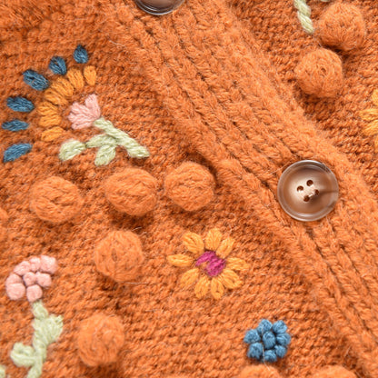 女童焦糖色羊毛针织斗篷