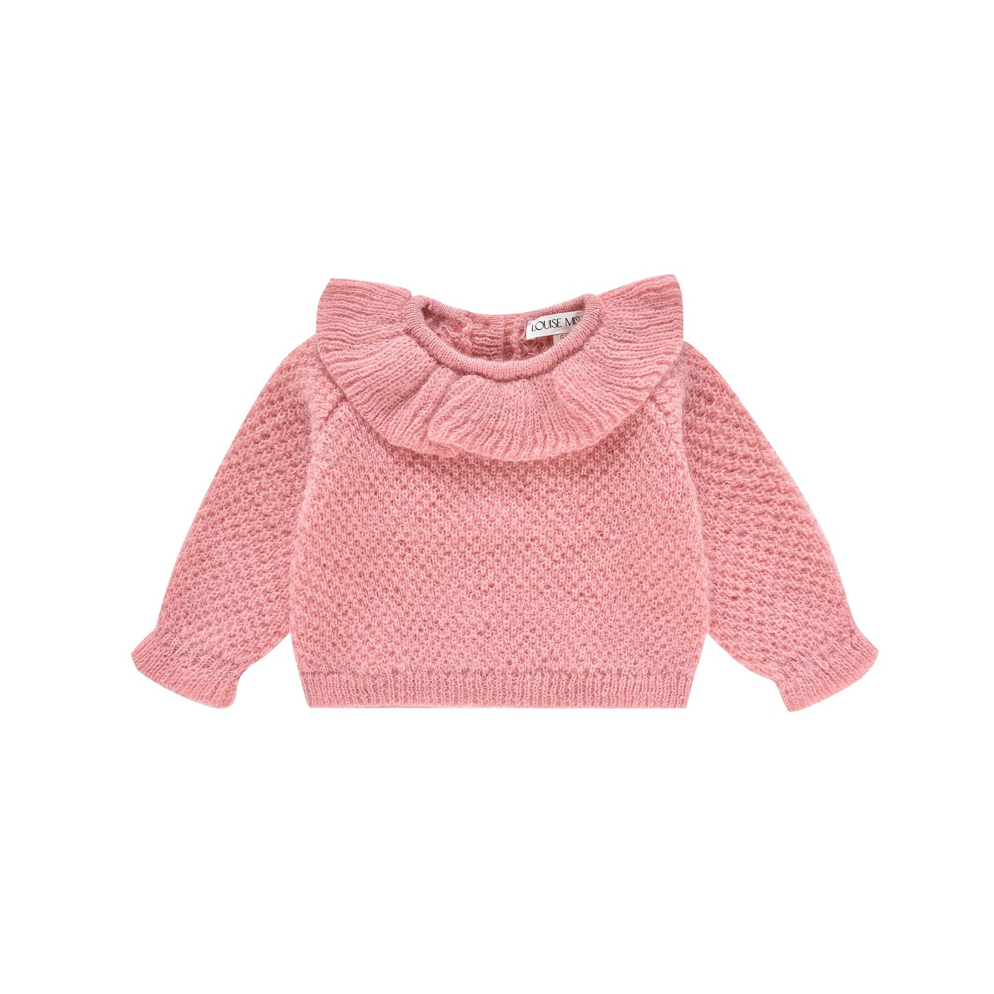 女童粉色荷叶边针织毛衣