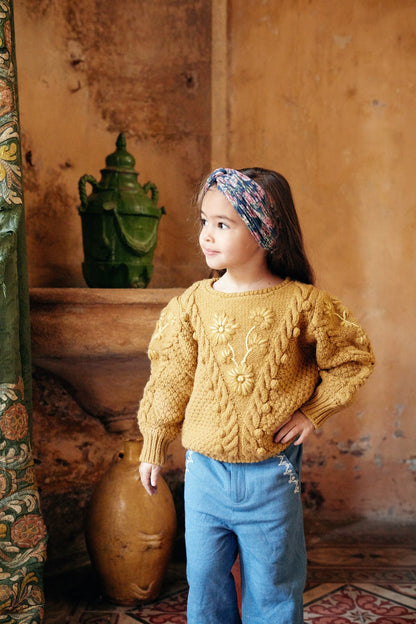 女童黄色针织毛衣