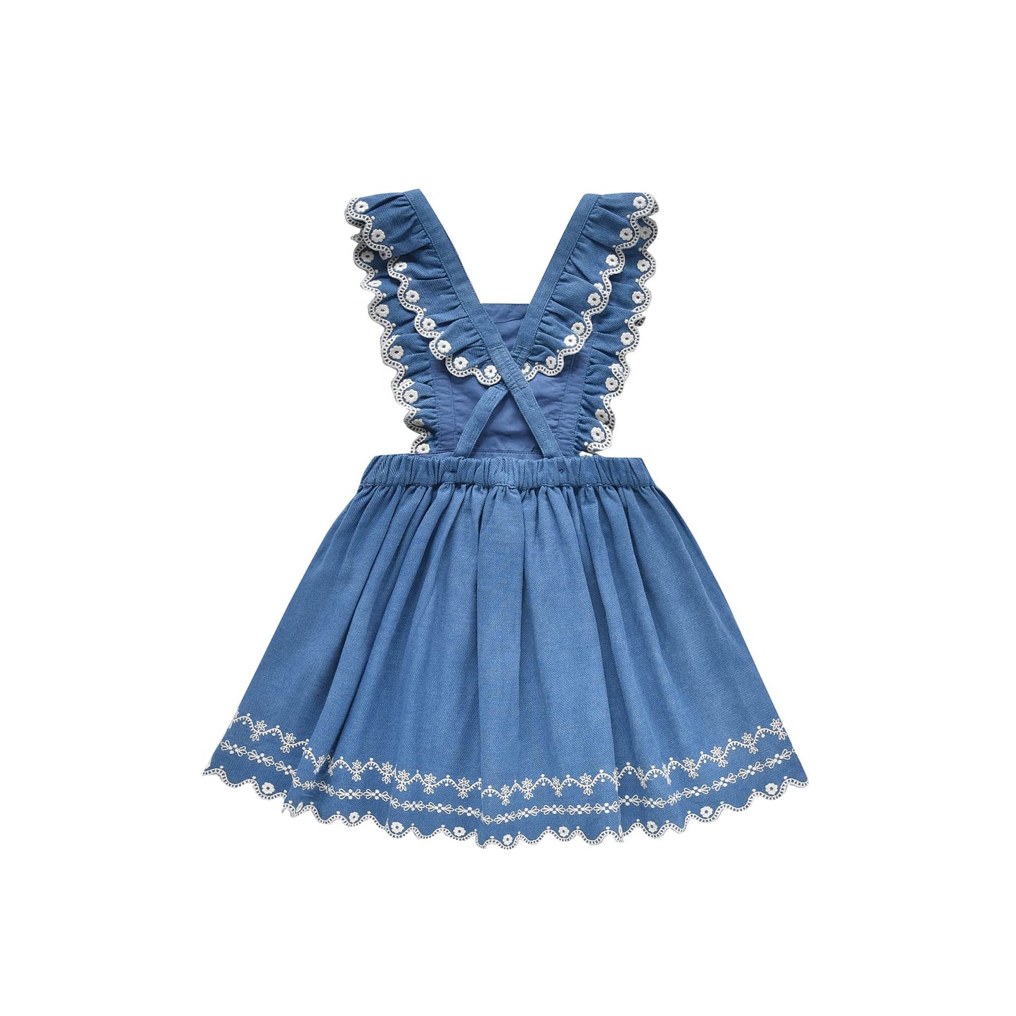 女童蓝色刺绣短裙