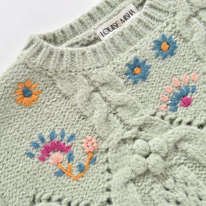 女童浅绿色针织连衣裙