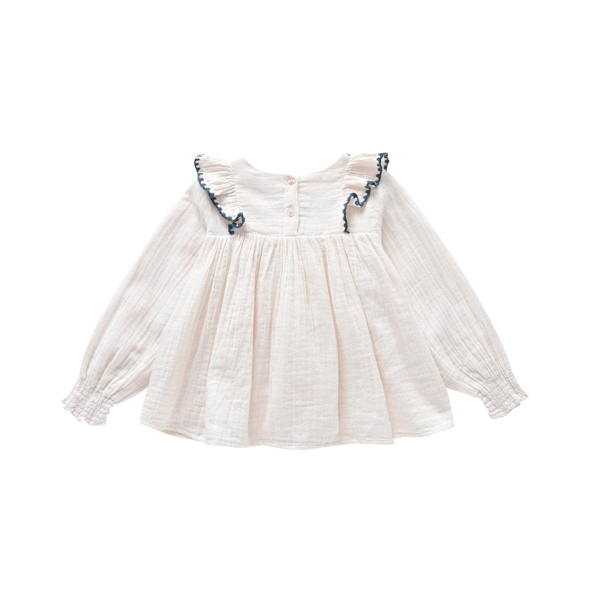 女童白色刺绣棉衬衫