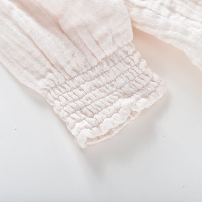 女童白色刺绣棉衬衫