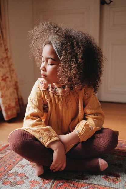 女童黄色刺绣棉连衣裙