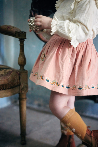 女童白色荷叶边棉衬衫