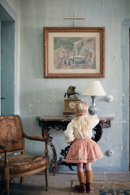 女童白色荷叶边棉衬衫