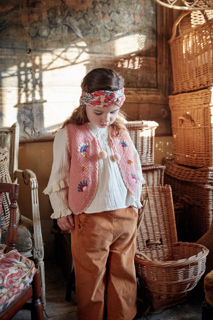 女童白色荷叶边棉衬衫